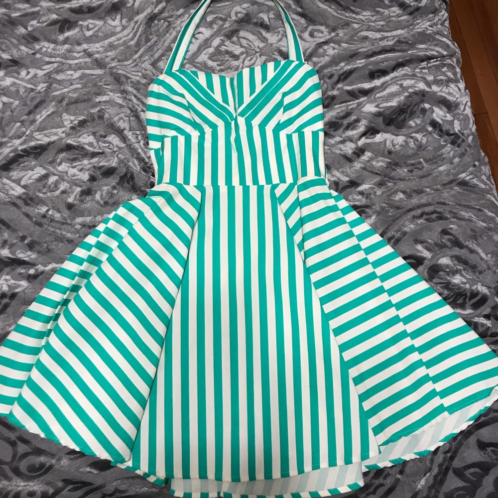Vintage never worn size small green and white striped